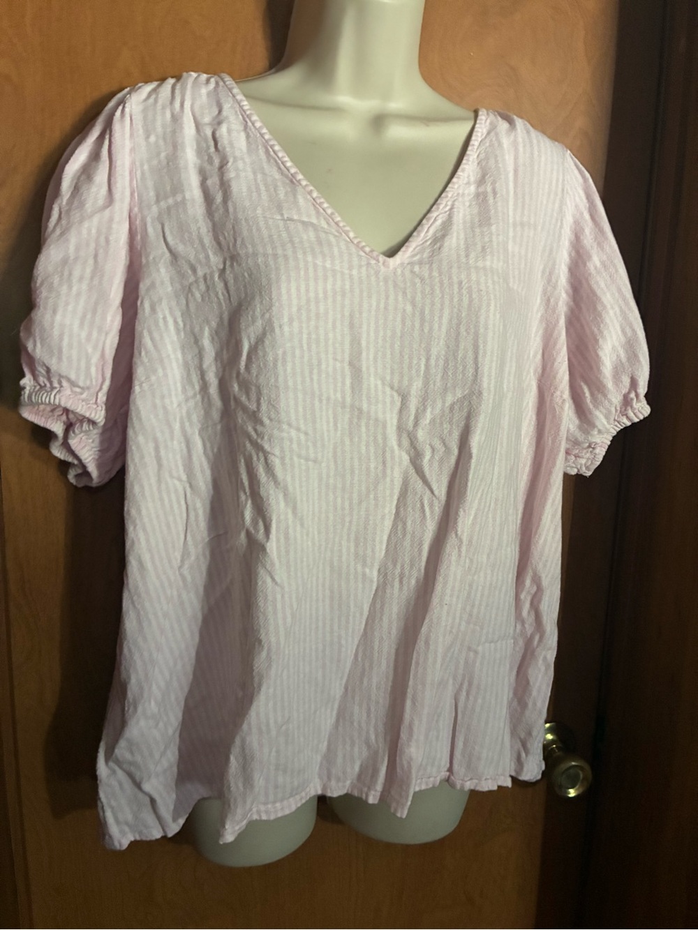 Light Pink V-Neck Women’s Blouse
